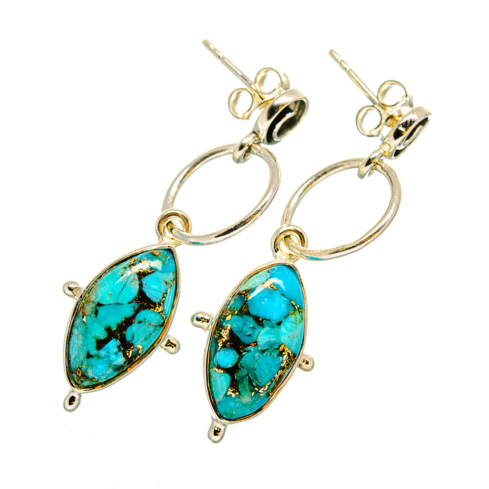 Blue Copper Composite Turquoise Earrings handcrafted by Ana Silver Co - EARR420295