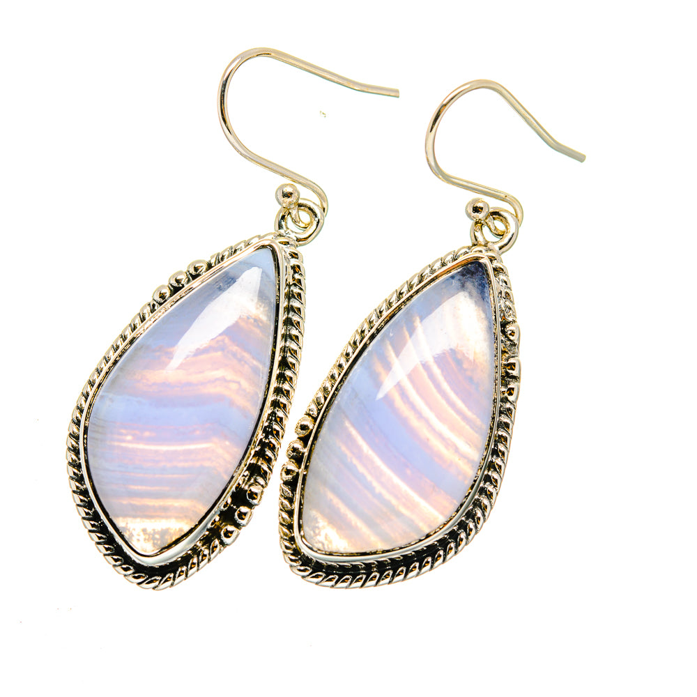 Blue Lace Agate Earrings handcrafted by Ana Silver Co - EARR420394