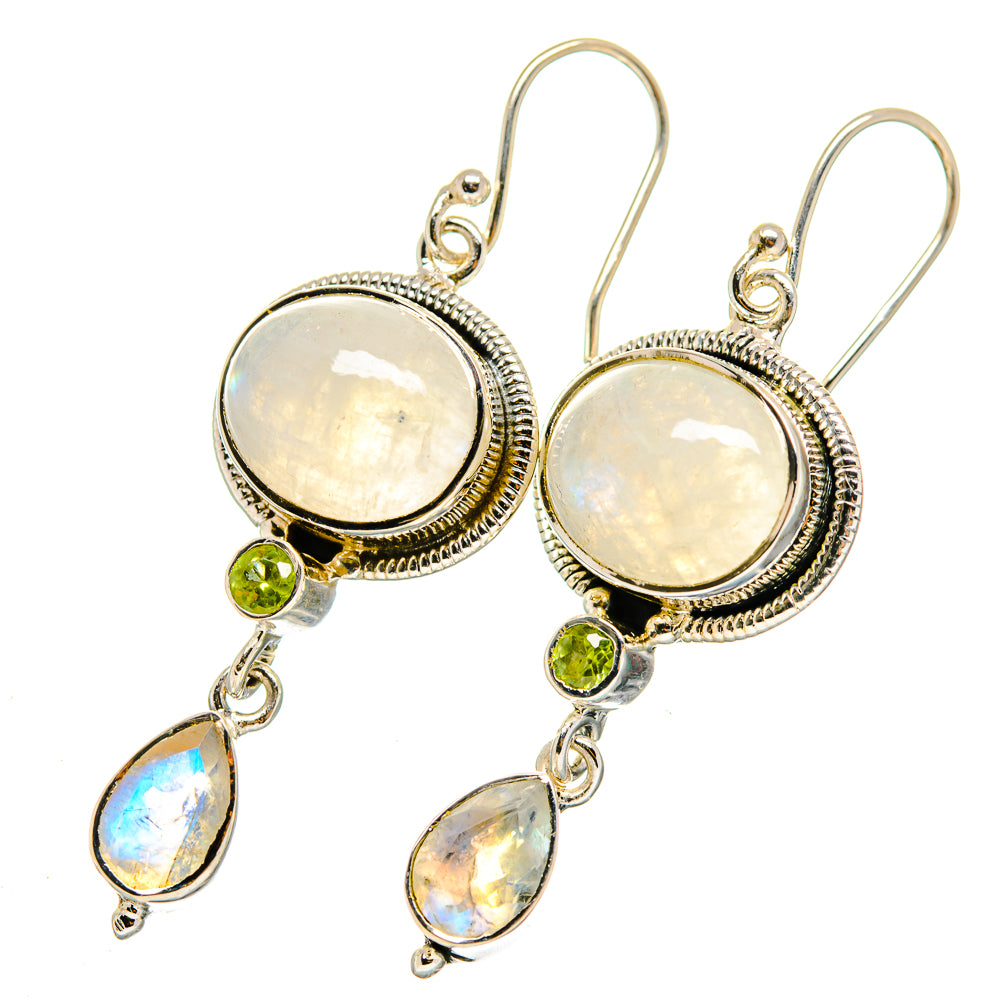 Rainbow Moonstone Earrings handcrafted by Ana Silver Co - EARR420437