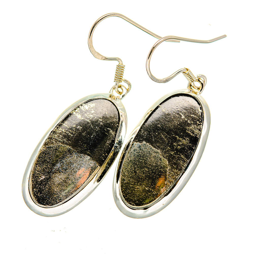 Pyrite Agate Earrings handcrafted by Ana Silver Co - EARR420541 - Photo 2