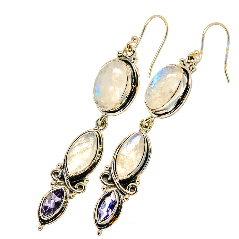 Rainbow Moonstone Earrings handcrafted by Ana Silver Co - EARR420592