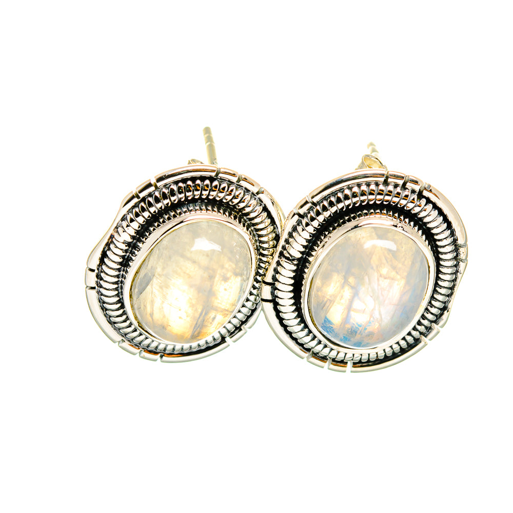 Rainbow Moonstone Earrings handcrafted by Ana Silver Co - EARR420638