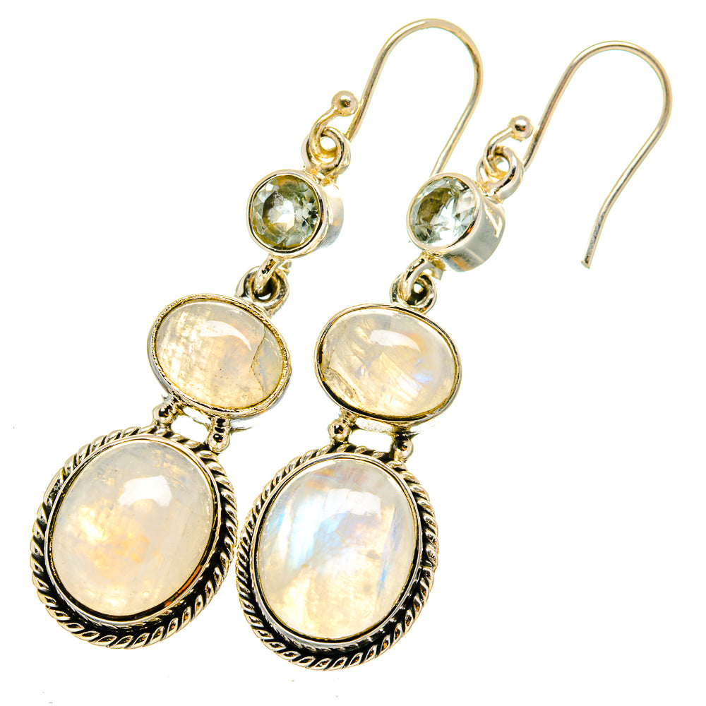 Rainbow Moonstone Earrings handcrafted by Ana Silver Co - EARR420692