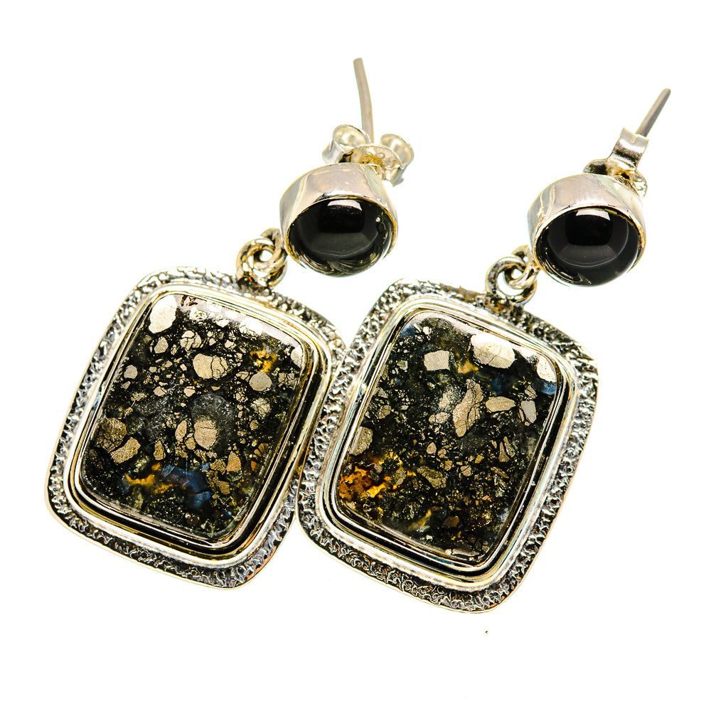 Pyrite Agate Earrings handcrafted by Ana Silver Co - EARR420739