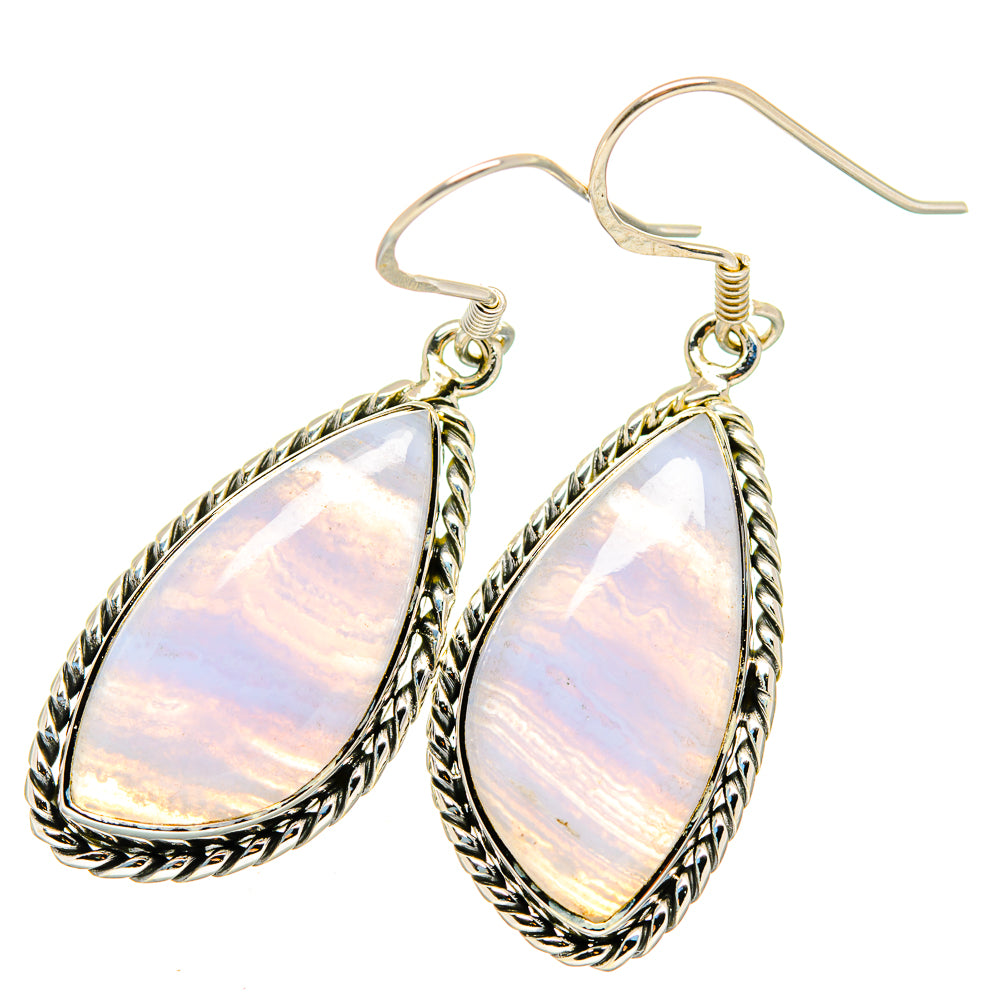 Blue Lace Agate Earrings handcrafted by Ana Silver Co - EARR420792