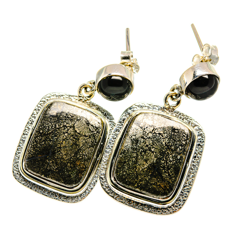 Pyrite Agate Earrings handcrafted by Ana Silver Co - EARR420875