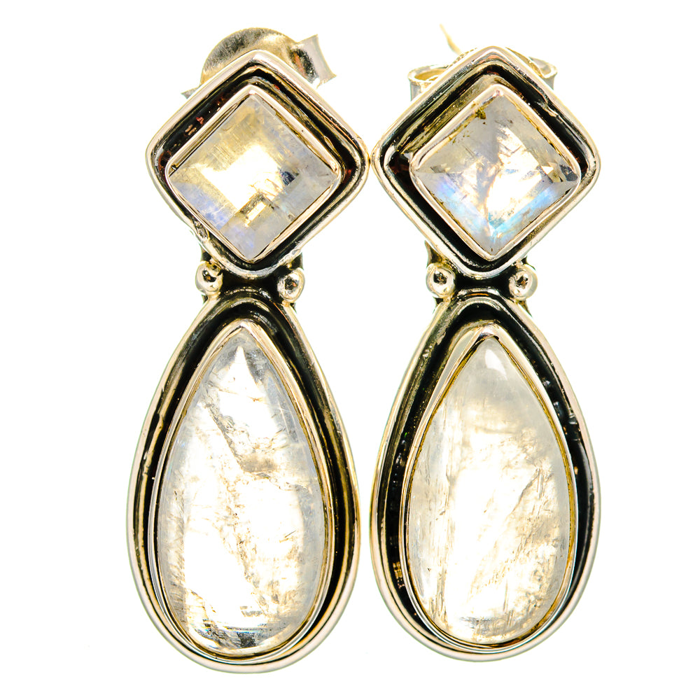 Rainbow Moonstone Earrings handcrafted by Ana Silver Co - EARR420890