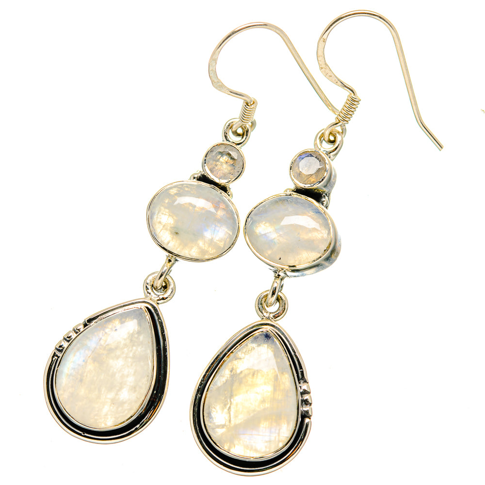 Rainbow Moonstone Earrings handcrafted by Ana Silver Co - EARR420914