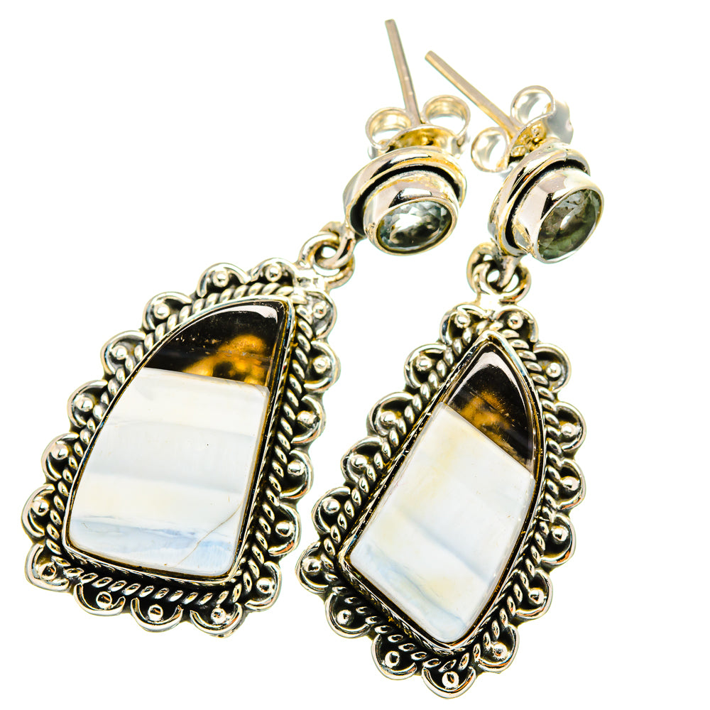 Owyhee Opal, Blue Topaz Earrings handcrafted by Ana Silver Co - EARR421001