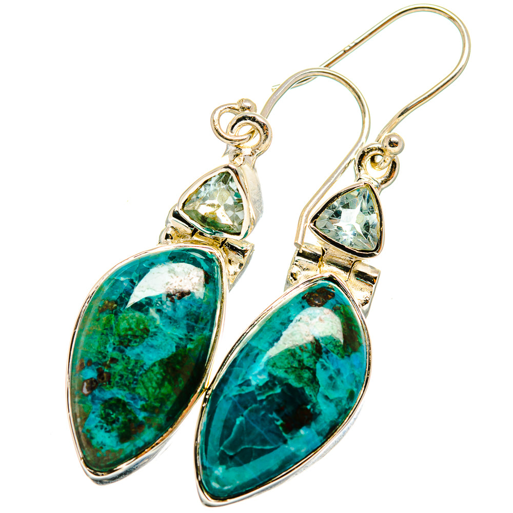 Chrysocolla, Blue Topaz Earrings handcrafted by Ana Silver Co - EARR421015