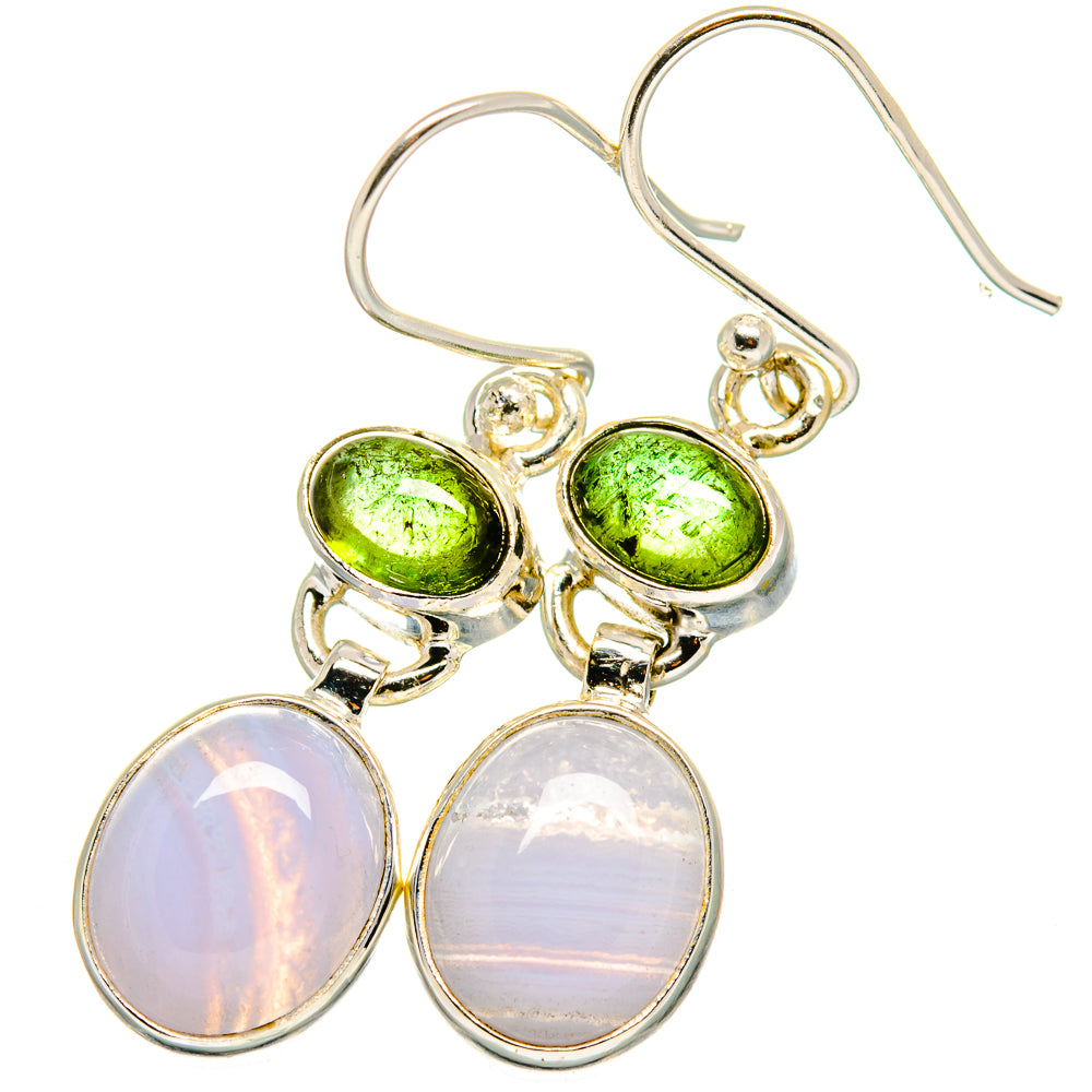 Blue Lace Agate, Peridot Earrings handcrafted by Ana Silver Co - EARR421110