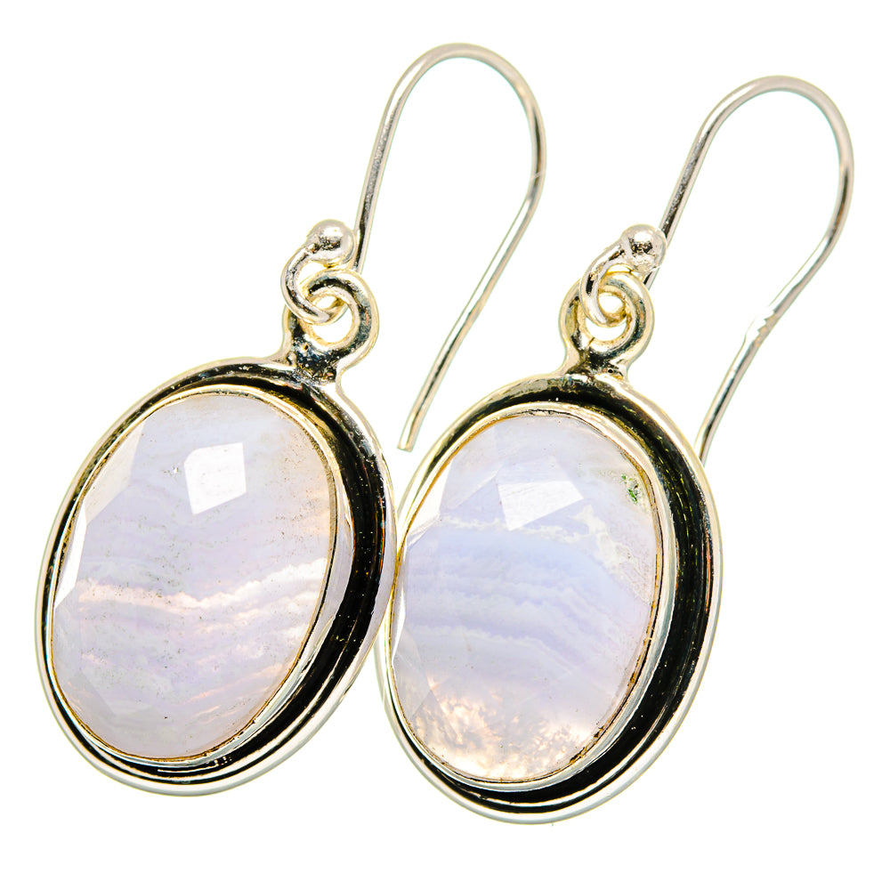 Blue Lace Agate Earrings handcrafted by Ana Silver Co - EARR421120