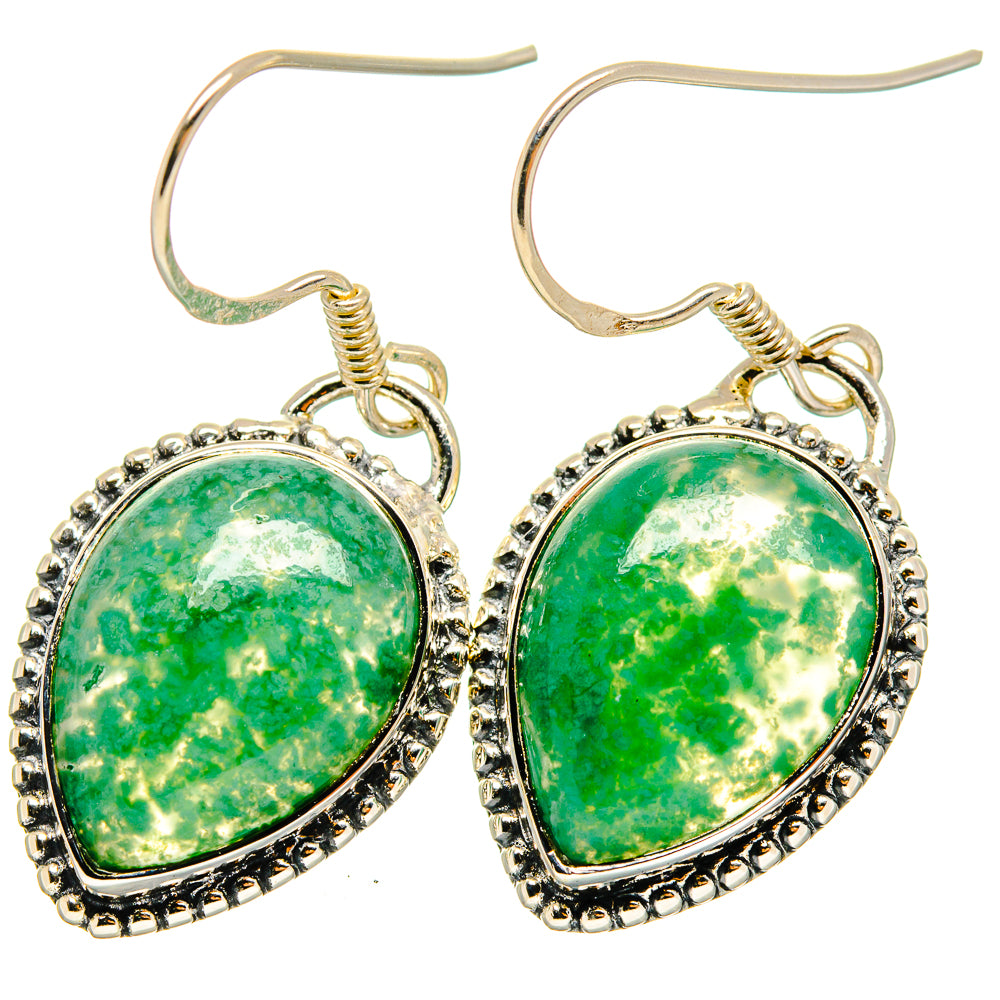 Green Moss Agate Earrings handcrafted by Ana Silver Co - EARR421153