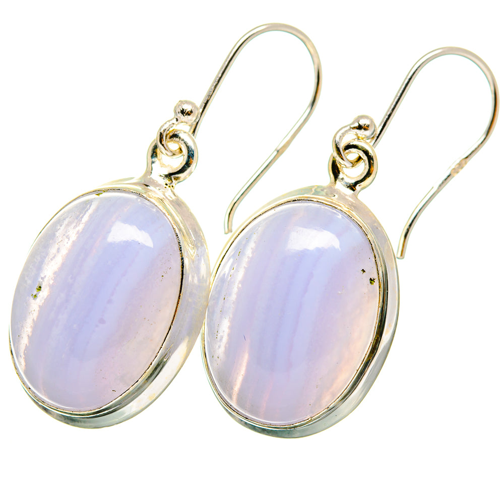 Blue Lace Agate Earrings handcrafted by Ana Silver Co - EARR421172