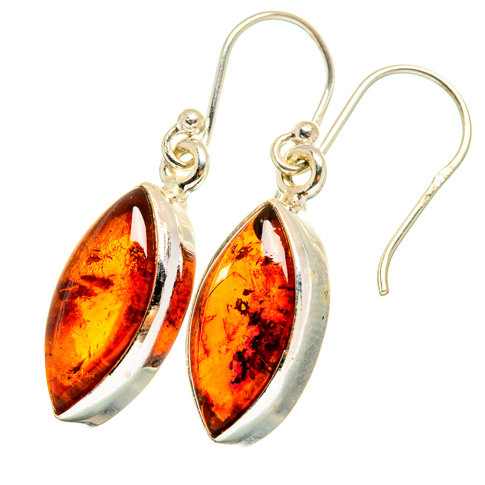 Baltic amber teardrop earrings in 925 sterling silver with marquise amber stones