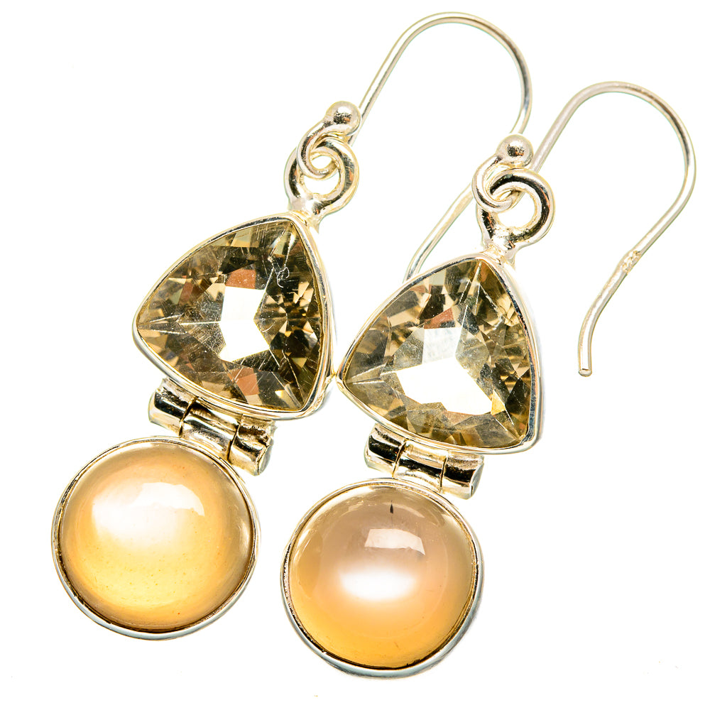 Moonstone, White Quartz Earrings handcrafted by Ana Silver Co - EARR421186