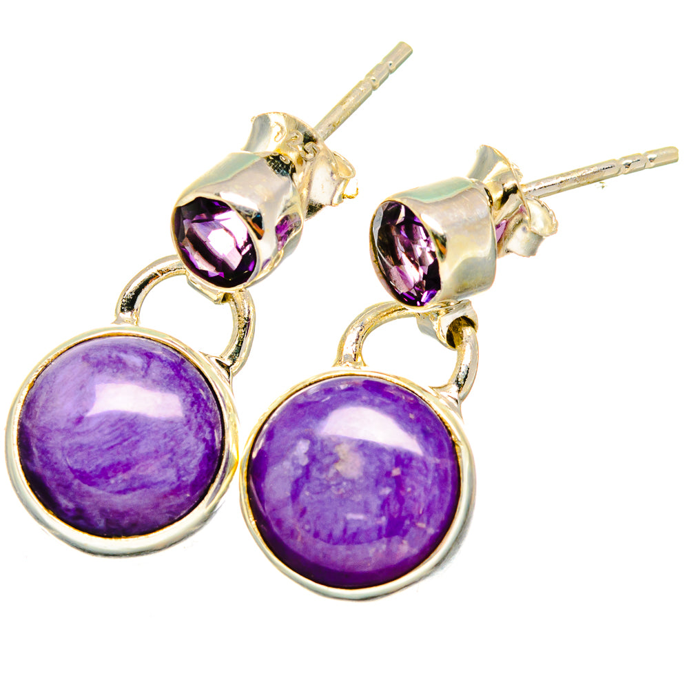 Charoite Earrings handcrafted by Ana Silver Co - EARR421256