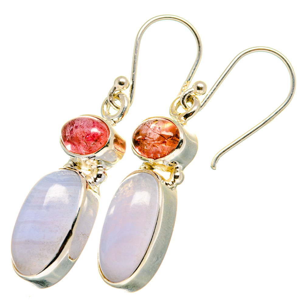 Blue Lace Agate Earrings handcrafted by Ana Silver Co - EARR421457