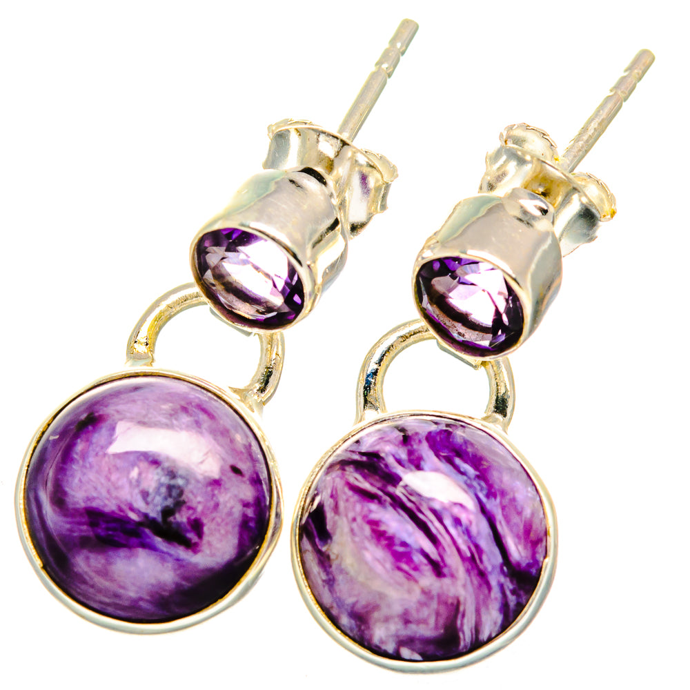 Charoite Earrings handcrafted by Ana Silver Co - EARR421547