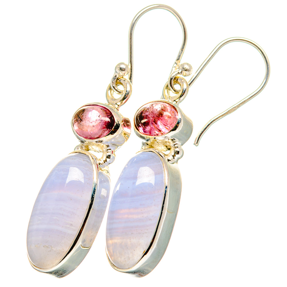 Blue Lace Agate Earrings handcrafted by Ana Silver Co - EARR421650
