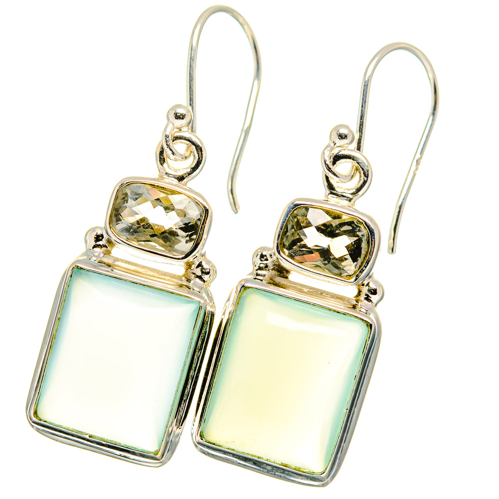Aqua Chalcedony Earrings handcrafted by Ana Silver Co - EARR422011