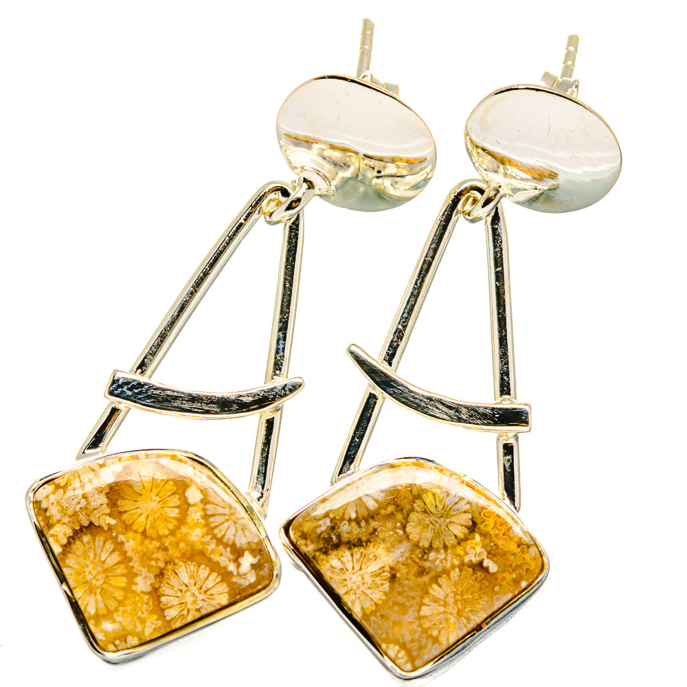 Fossil Coral Earrings handcrafted by Ana Silver Co - EARR422153