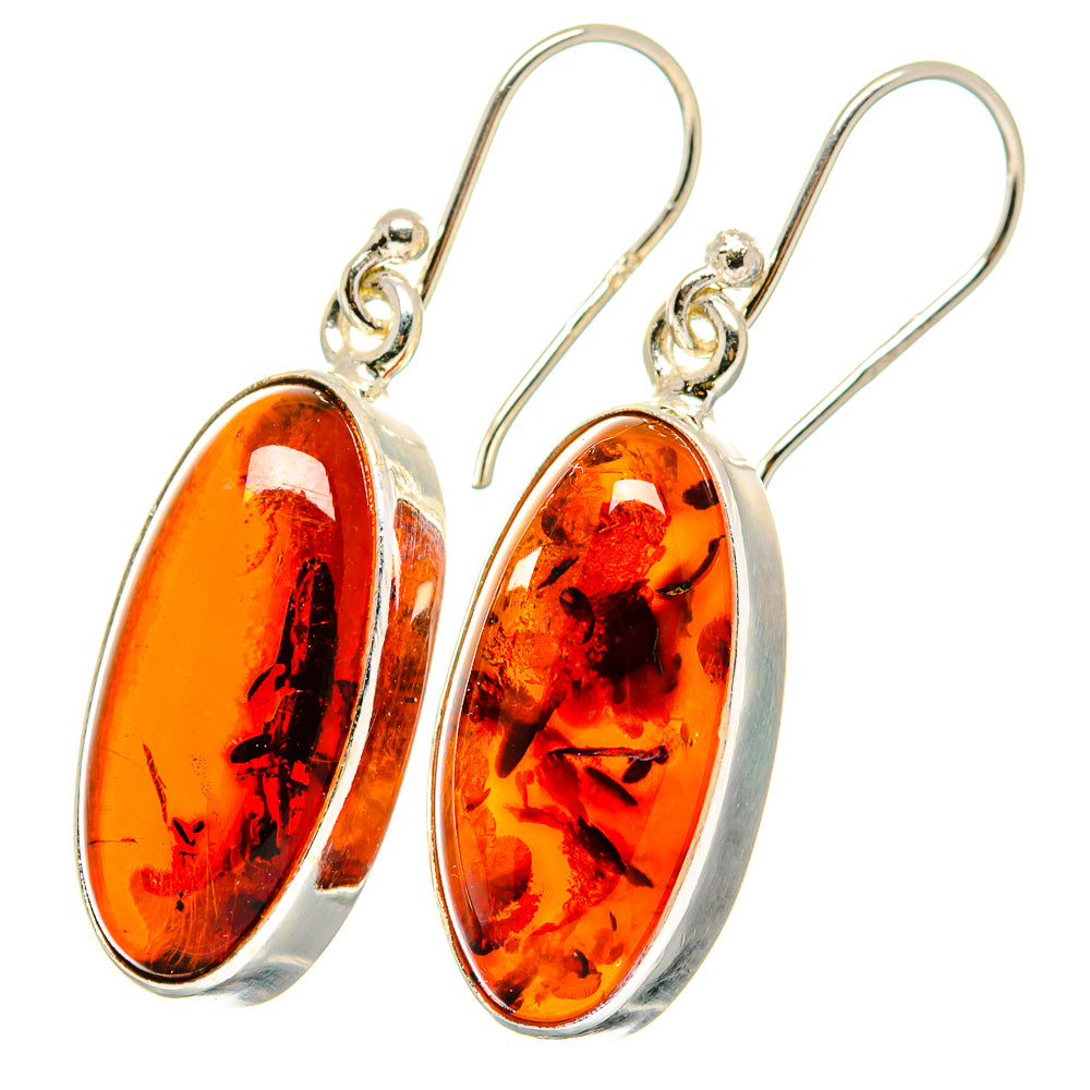 Baltic amber drop earrings in oval sterling silver bezels with fishhook closures