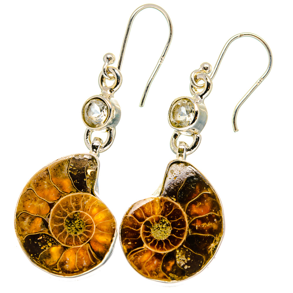 Ammonite Fossil Earrings handcrafted by Ana Silver Co - EARR422278