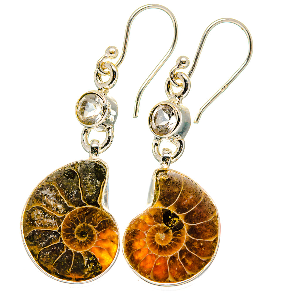Ammonite Fossil Earrings handcrafted by Ana Silver Co - EARR422282
