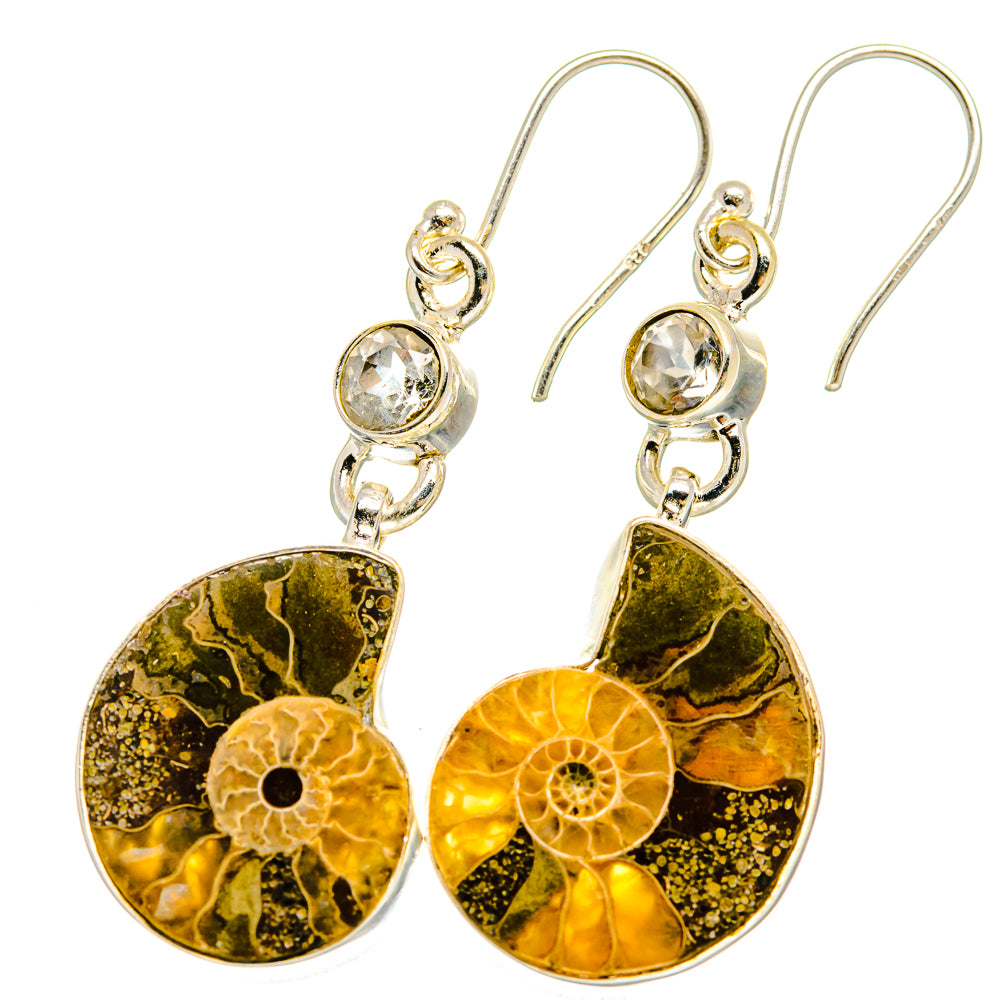 Ammonite Fossil Earrings handcrafted by Ana Silver Co - EARR422413