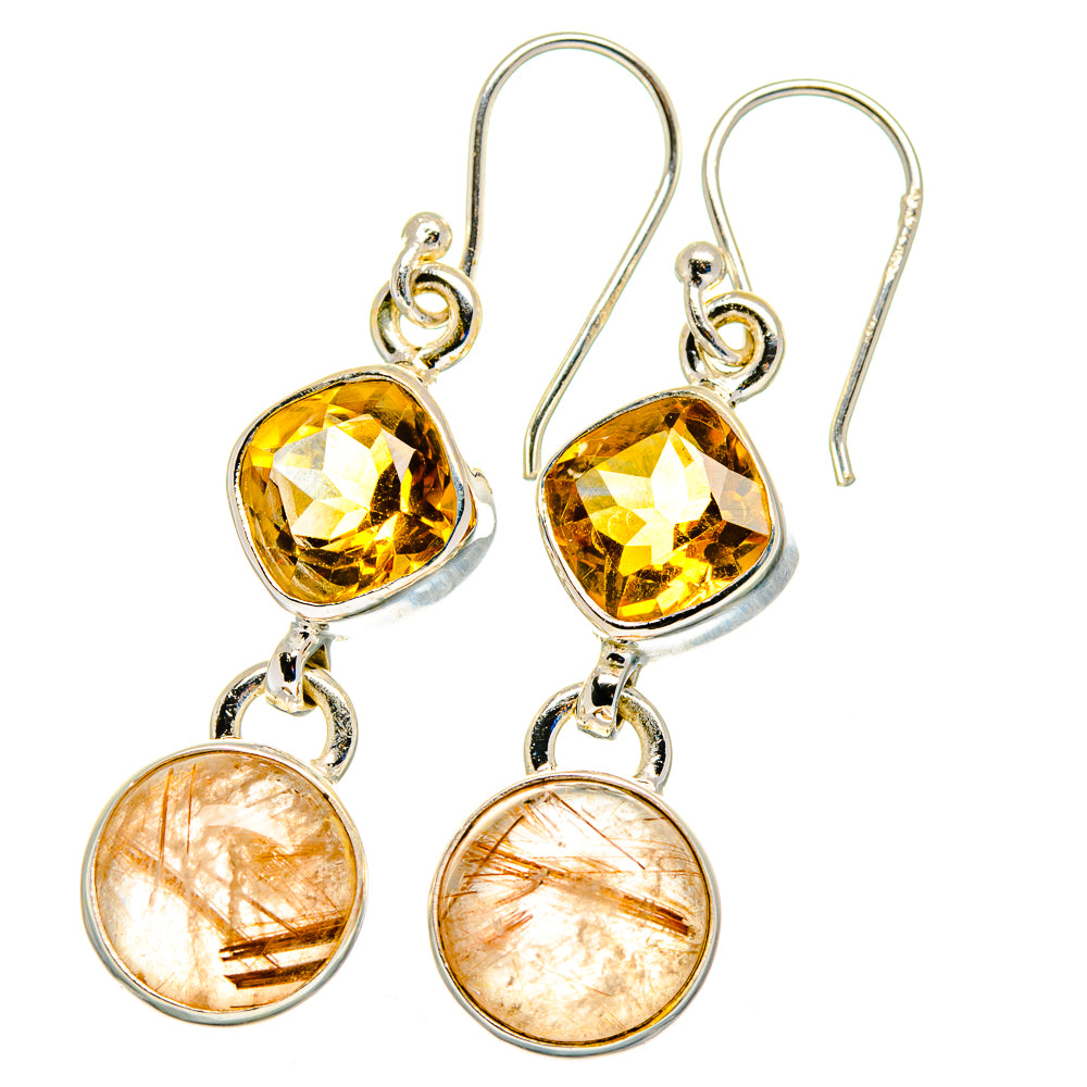 Rutilated Quartz Earrings handcrafted by Ana Silver Co - EARR422450