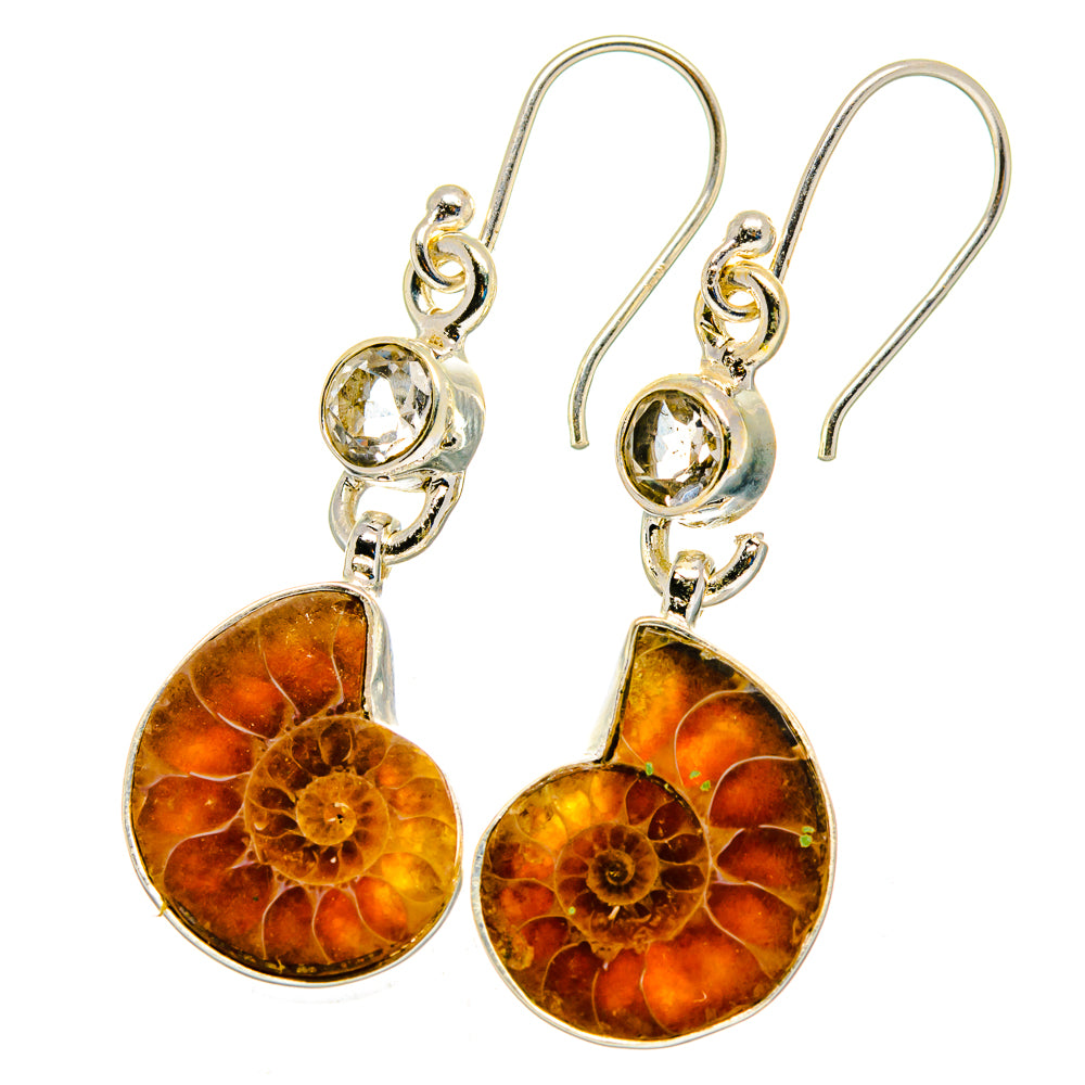 Ammonite Fossil Earrings handcrafted by Ana Silver Co - EARR422483
