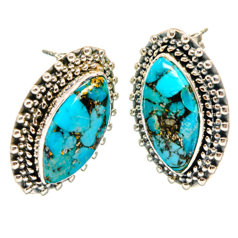 Blue Copper Turquoise Earrings handcrafted by Ana Silver Co - EARR422520