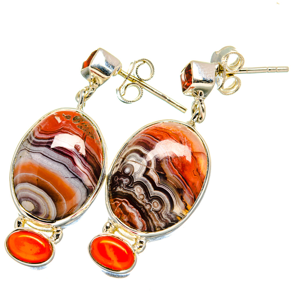 Crazy Lace Agate Earrings handcrafted by Ana Silver Co - EARR422601