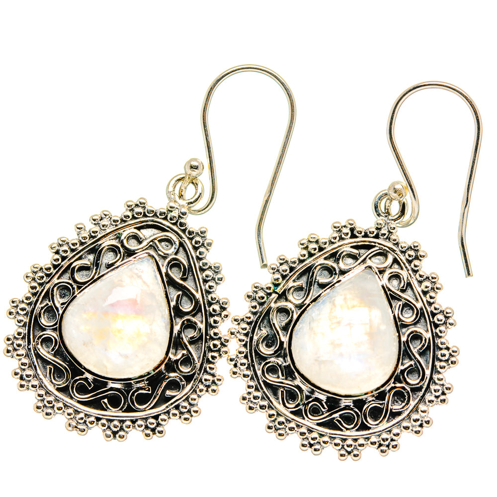 Rainbow Moonstone Earrings handcrafted by Ana Silver Co - EARR422623