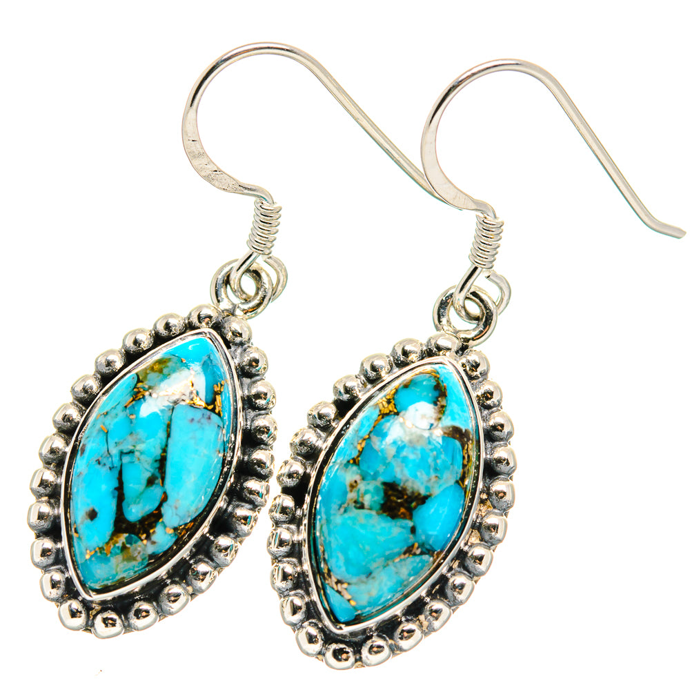 Blue Copper Composite Turquoise Earrings handcrafted by Ana Silver Co - EARR422669