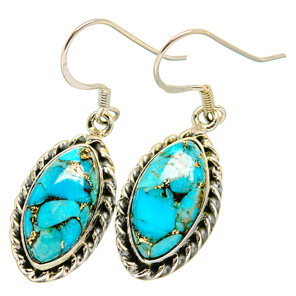 Blue Copper Composite Turquoise Earrings handcrafted by Ana Silver Co - EARR422695