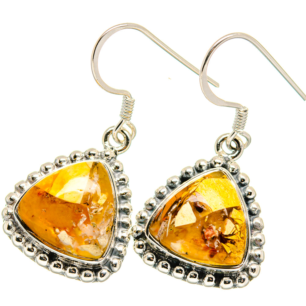 Teardrop mookaite dangle earrings, amber stone in 925 sterling silver frames