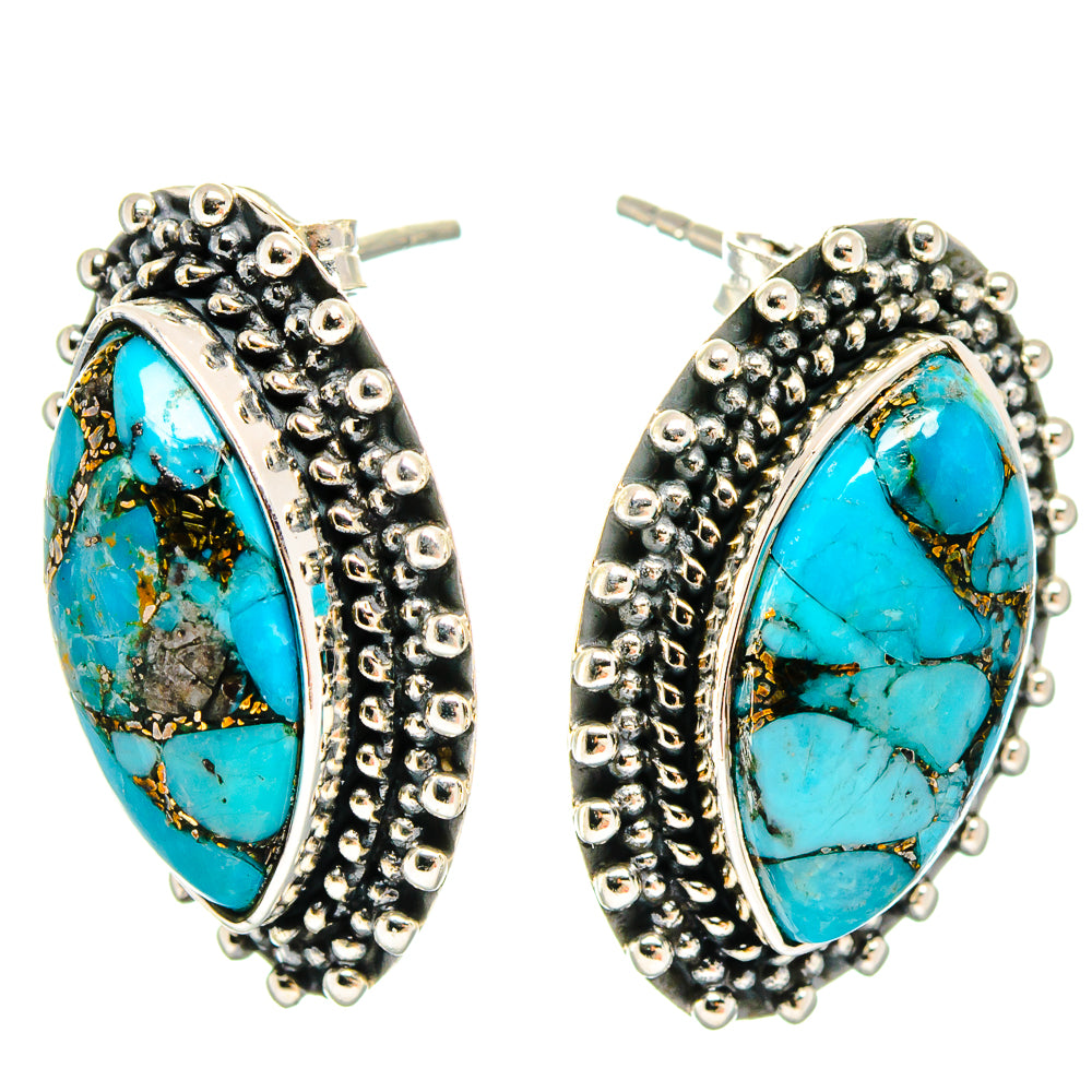 Blue Copper Composite Turquoise Earrings handcrafted by Ana Silver Co - EARR422817