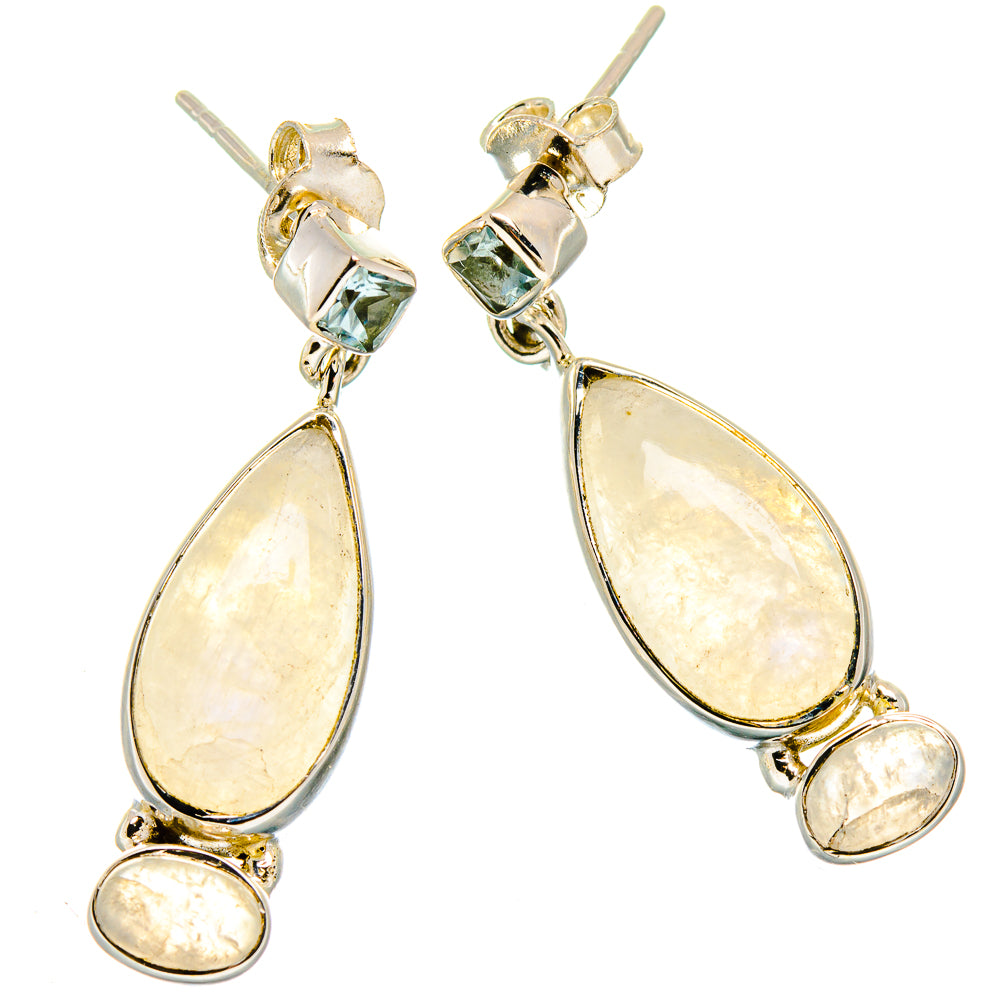 Rainbow Moonstone Earrings handcrafted by Ana Silver Co - EARR422824