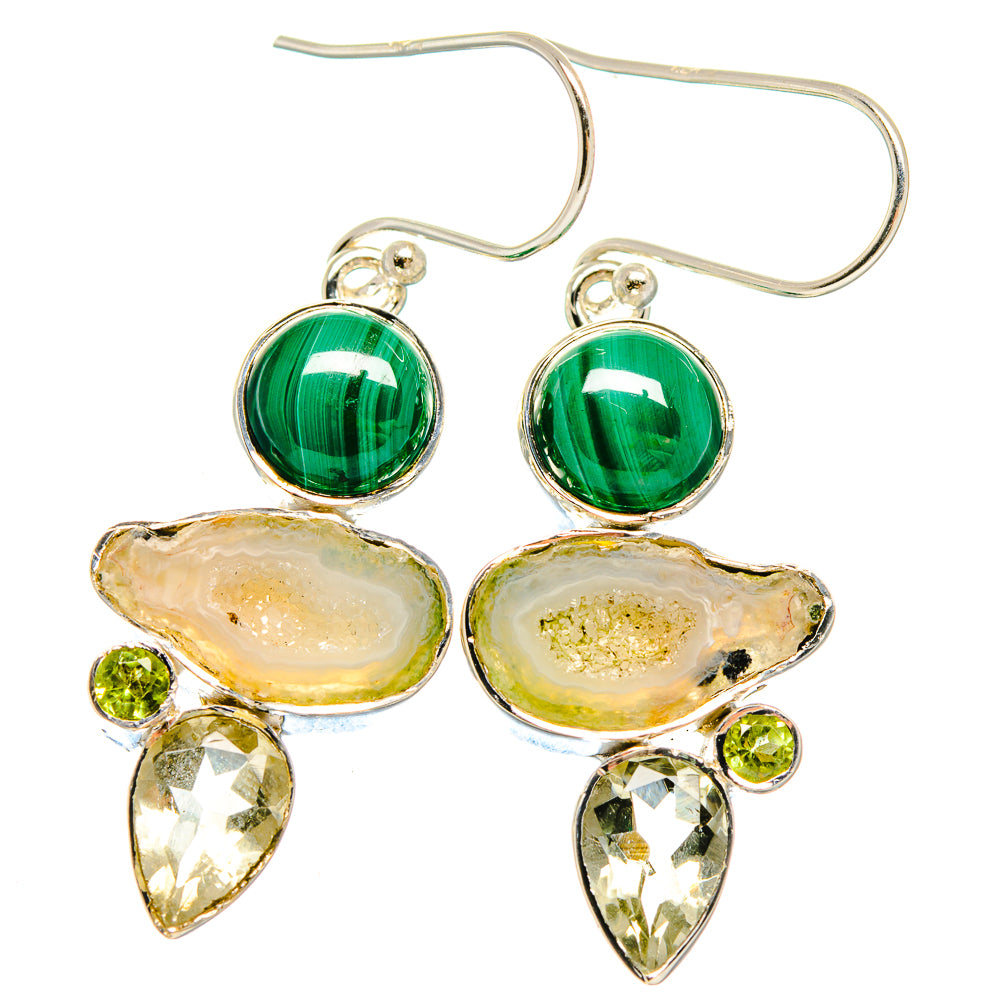 White Geode Slice Earrings handcrafted by Ana Silver Co - EARR422864