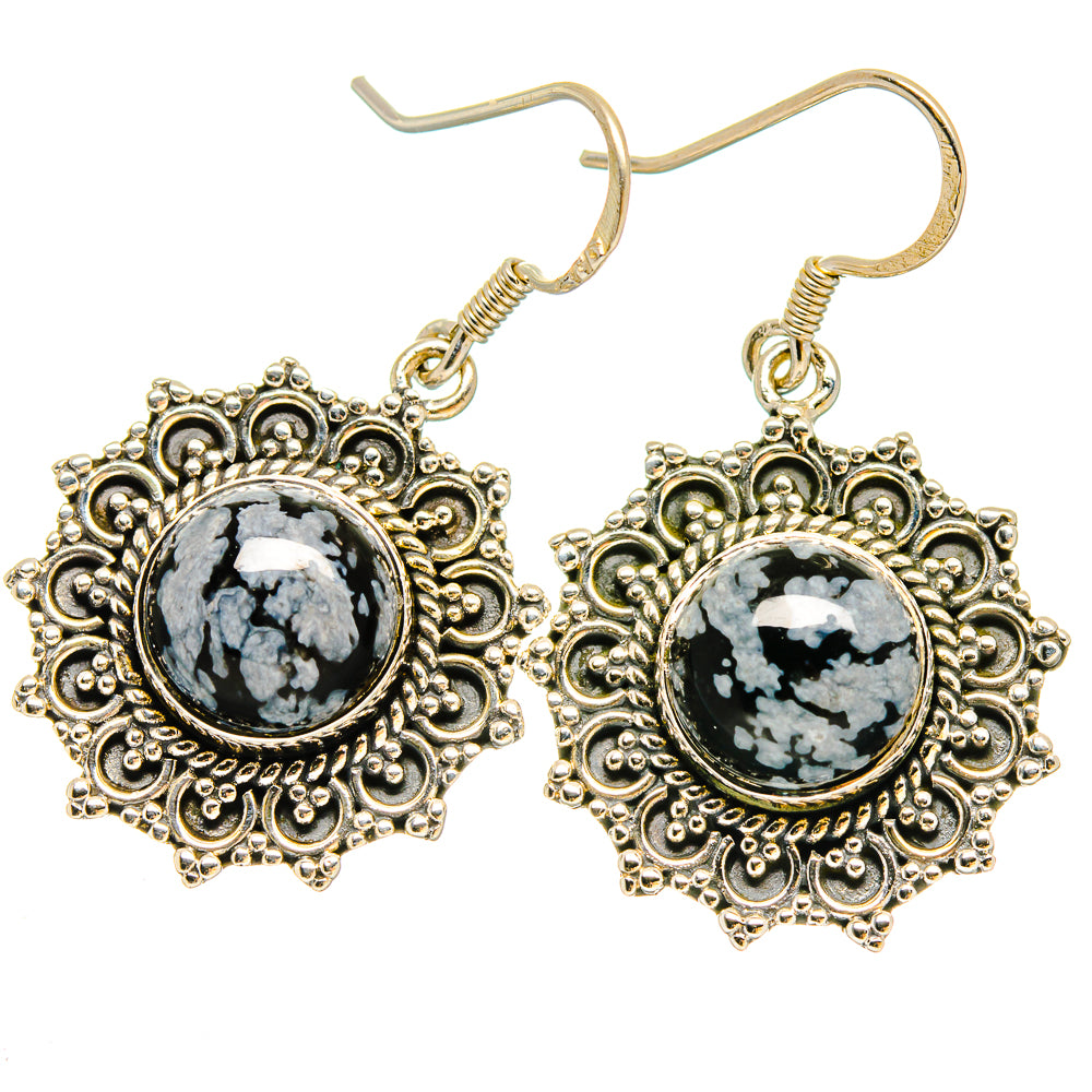 Snowflake Obsidian Earrings handcrafted by Ana Silver Co - EARR422924