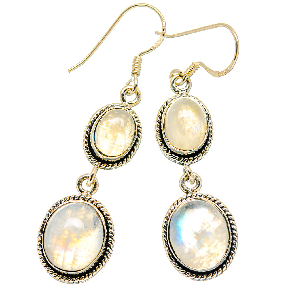 Rainbow Moonstone Earrings handcrafted by Ana Silver Co - EARR422964