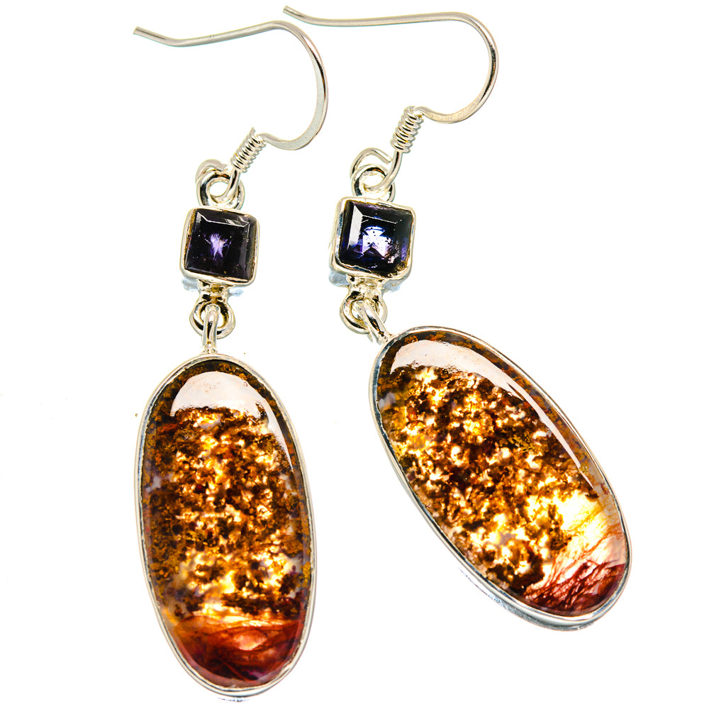 Plume Agate, Tanzanite Earrings handcrafted by Ana Silver Co - EARR423015