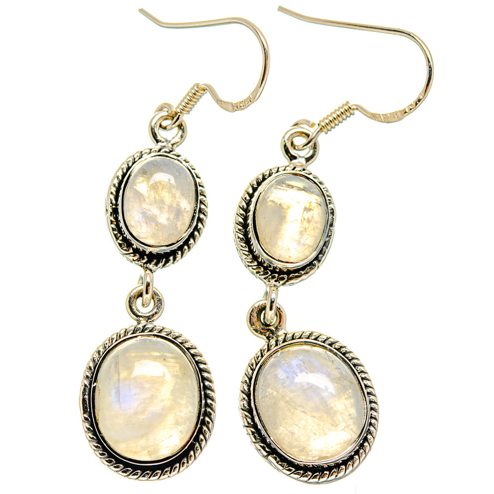 Rainbow Moonstone Earrings handcrafted by Ana Silver Co - EARR423036