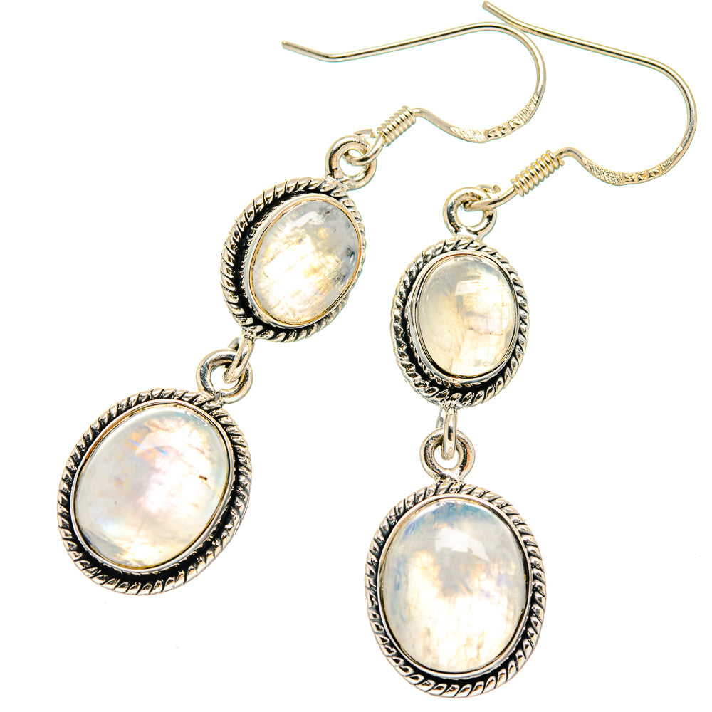 Rainbow Moonstone Earrings handcrafted by Ana Silver Co - EARR423095