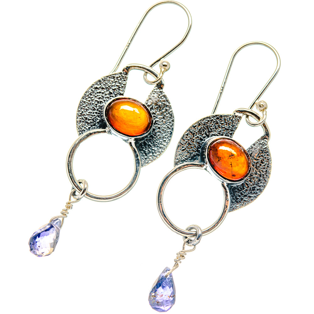 Carnelian, Tanzanite Earrings handcrafted by Ana Silver Co - EARR423118
