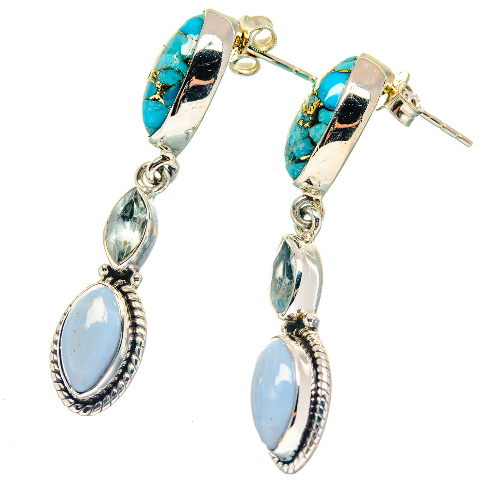 Blue Copper Composite Turquoise Earrings handcrafted by Ana Silver Co - EARR423215