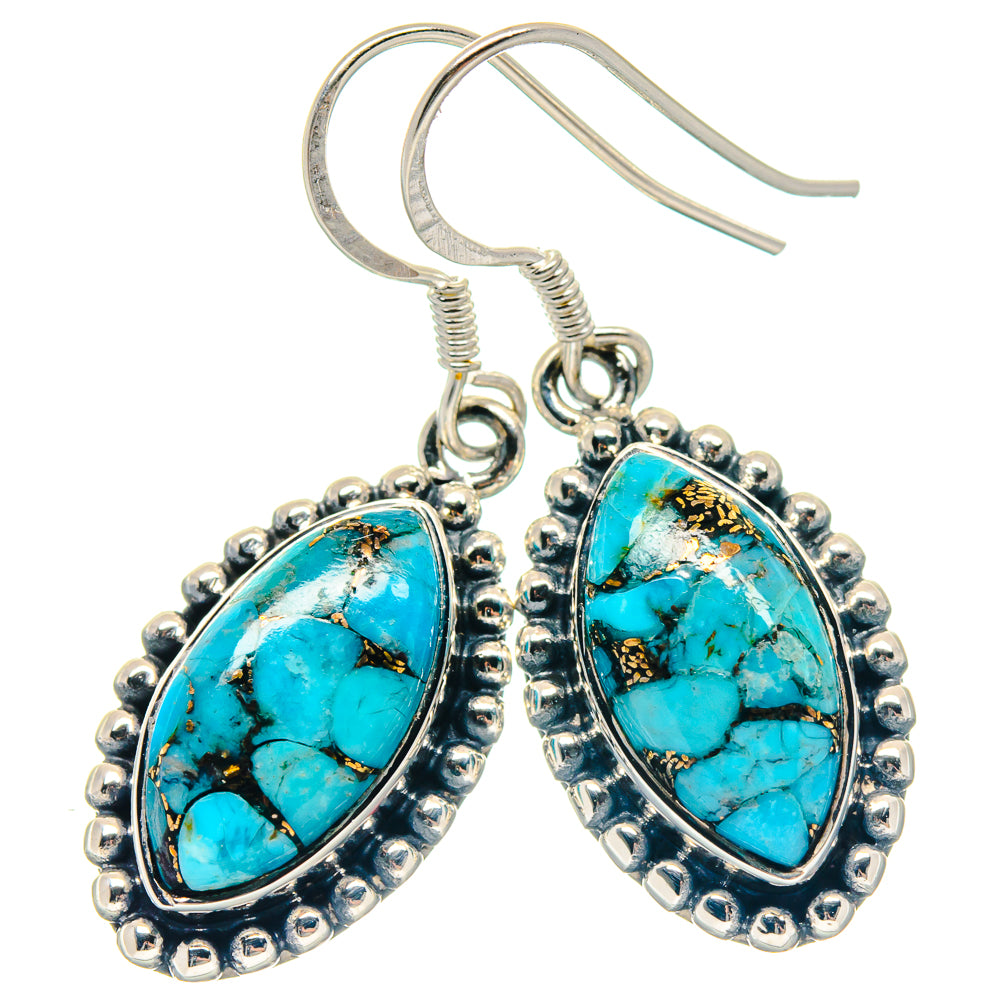 Blue Copper Composite Turquoise Earrings handcrafted by Ana Silver Co - EARR423237