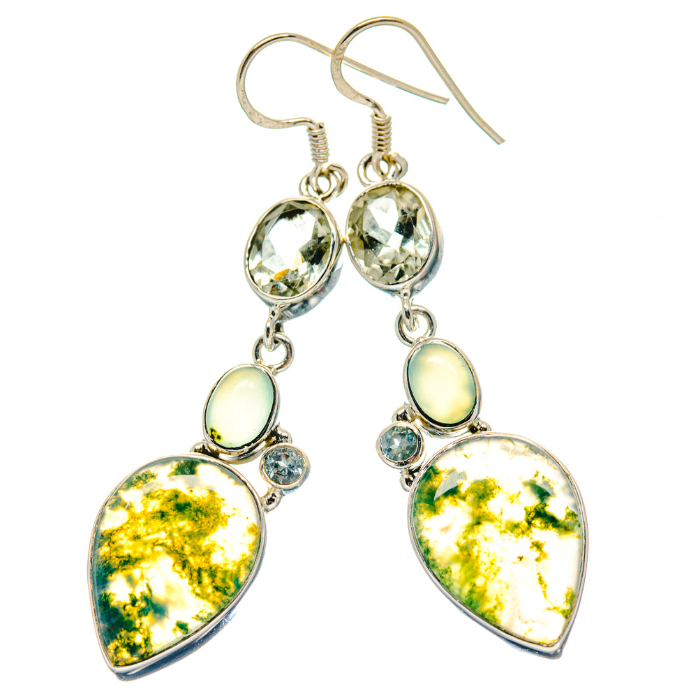 Green Moss Agate Earrings handcrafted by Ana Silver Co - EARR423258